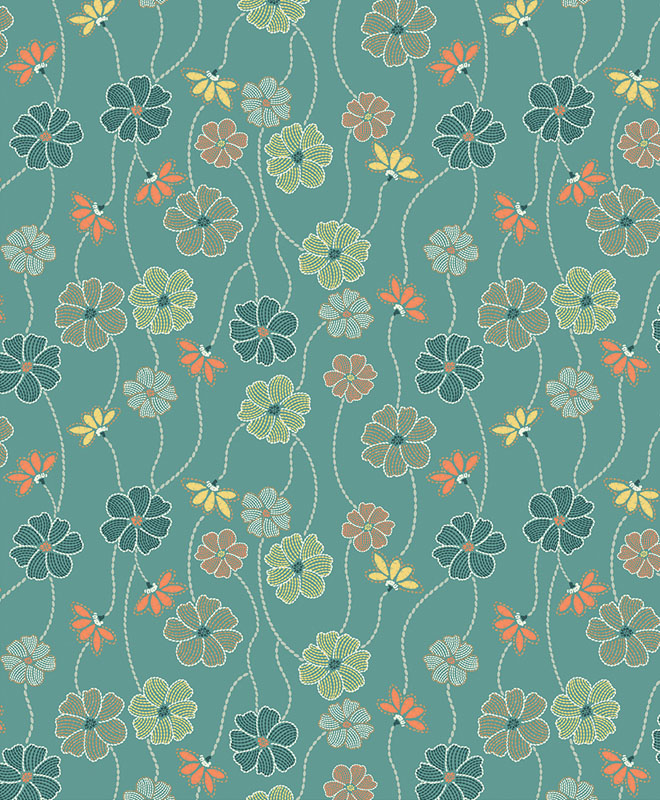 Retro Garden By Benartex - Medium Teal
