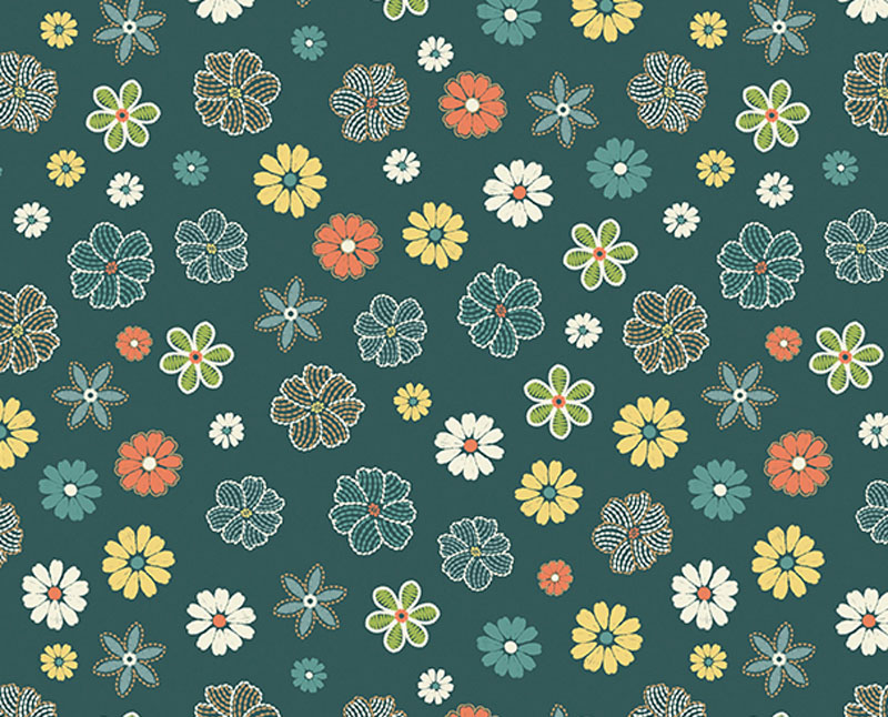 Retro Garden By Benartex - Dark Teal