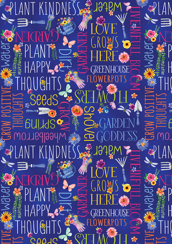 Plant Kindness By Kanvas Studio For Benartex - Digitally Printed - Navy