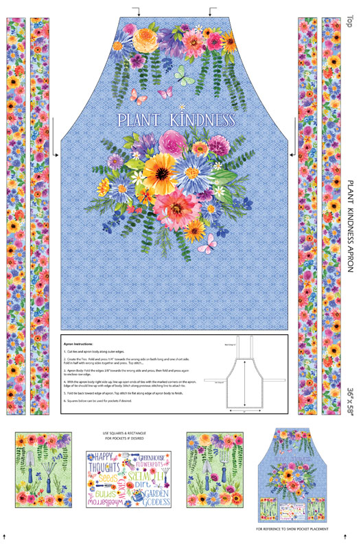 Plant Kindness 58" By Kanvas Studio For Benartex - Digitally Printed - Apron Duck Cloth - Multi