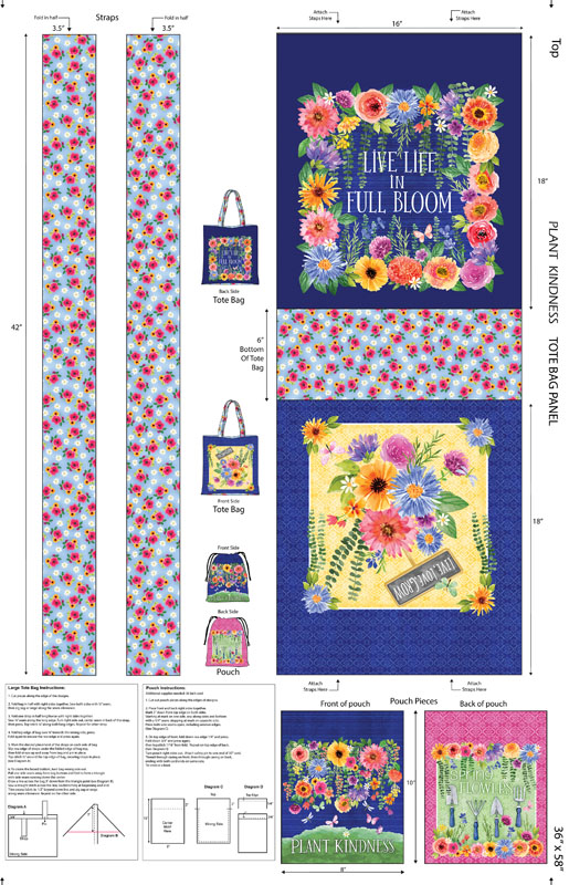 Plant Kindness 58" By Kanvas Studio For Benartex - Digitally Printed - Tote Panel Duck Cloth - Multi