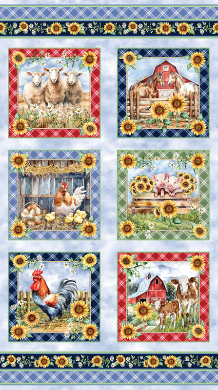 Green Acres By Kanvas Studio For Benartex - Panel - Blue - Digitally Printed