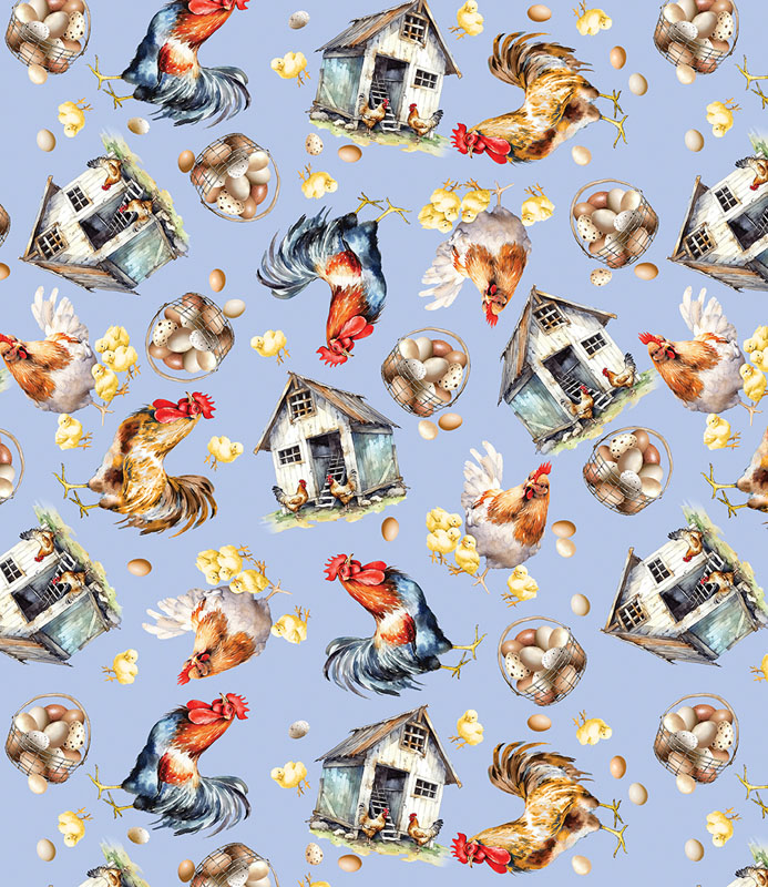 Green Acres By Kanvas Studio For Benartex - Blue - Digitally Printed