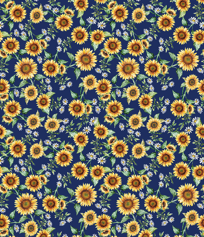 Green Acres By Kanvas Studio For Benartex - Navy - Digitally Printed