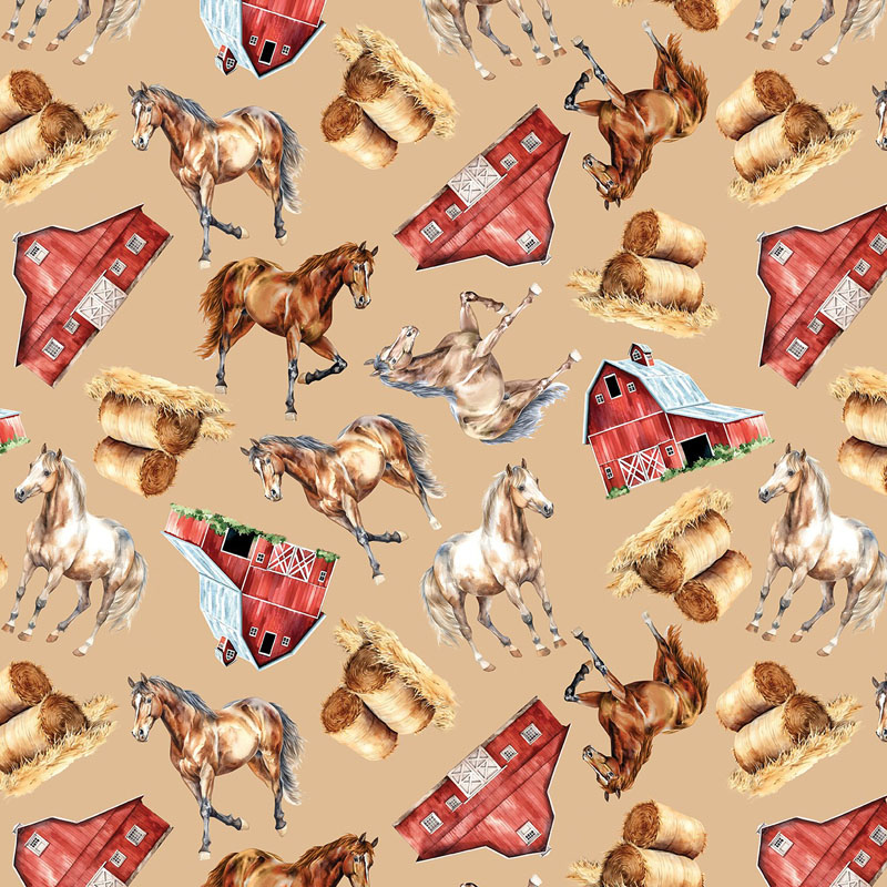 Green Acres By Kanvas Studio For Benartex - Tan - Digitally Printed