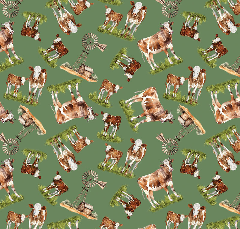 Green Acres By Kanvas Studio For Benartex - Green - Digitally Printed