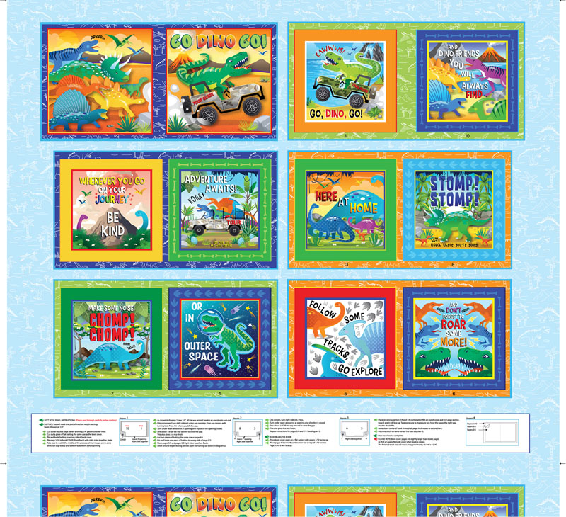 Dino Friends By Kanvas Studio For Benartex - Panel - Multi - Digitally Printed