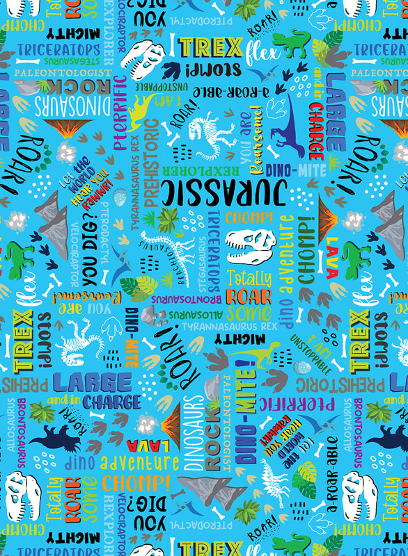 Dino Friends By Kanvas Studio For Benartex - Blue - Digitally Printed