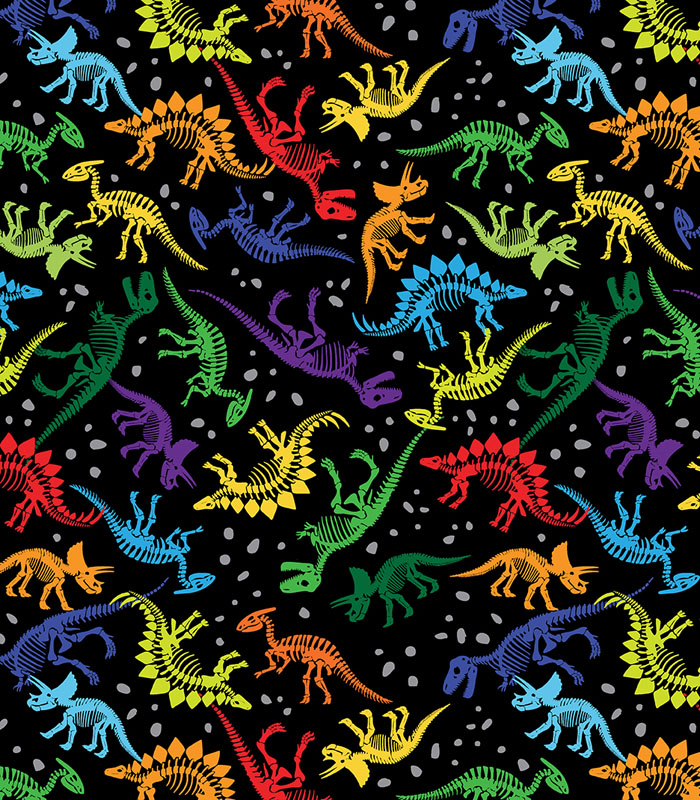 Dino Friends By Kanvas Studio For Benartex - Black - Digitally Printed