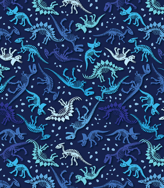Dino Friends By Kanvas Studio For Benartex - Navy - Digitally Printed