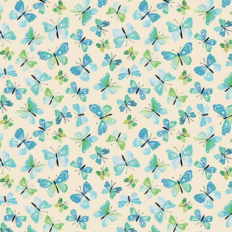 Love And Stitches By Katie Daisy For Benartex - Teal/Natural - Digitally Printed