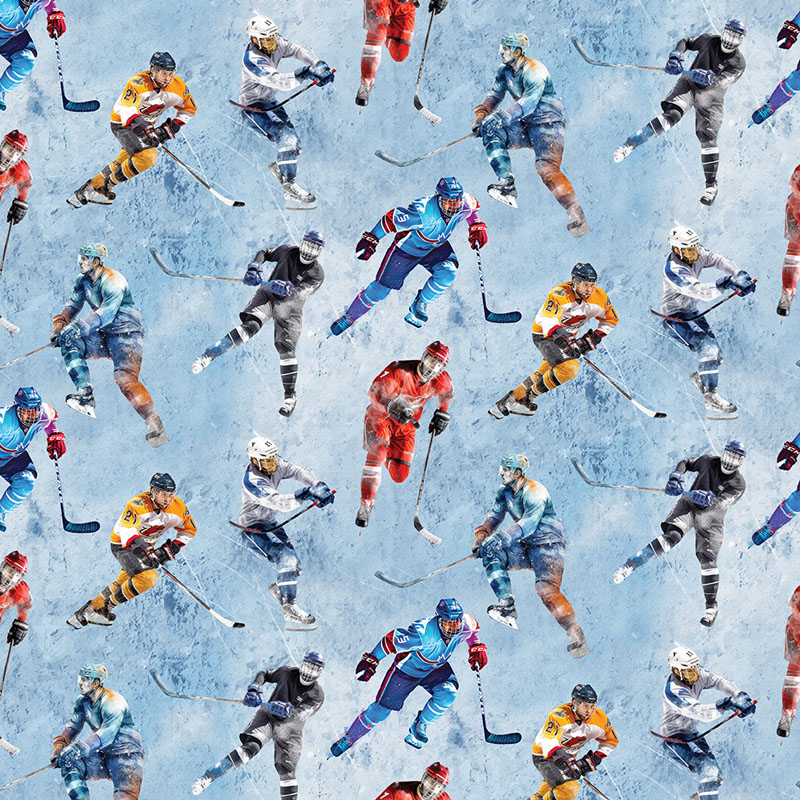 Ice Hockey By Skyline Studio For Benartex - Light Blue - Digitally Printed