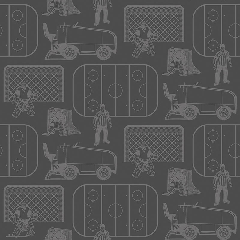 Ice Hockey By Skyline Studio For Benartex - Charcoal - Digitally Printed