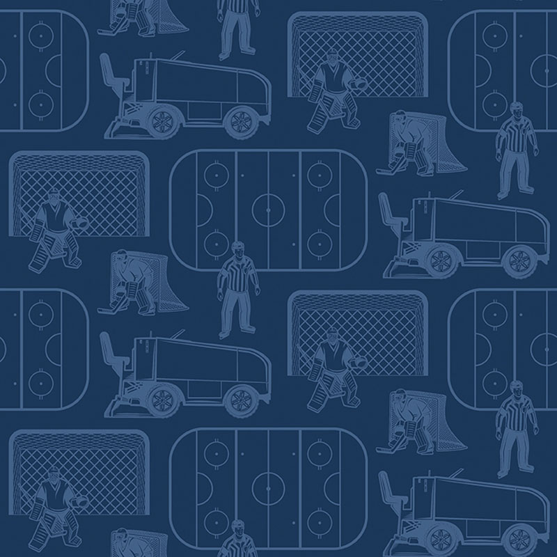 Ice Hockey By Skyline Studio For Benartex - Dark Blue - Digitally Printed