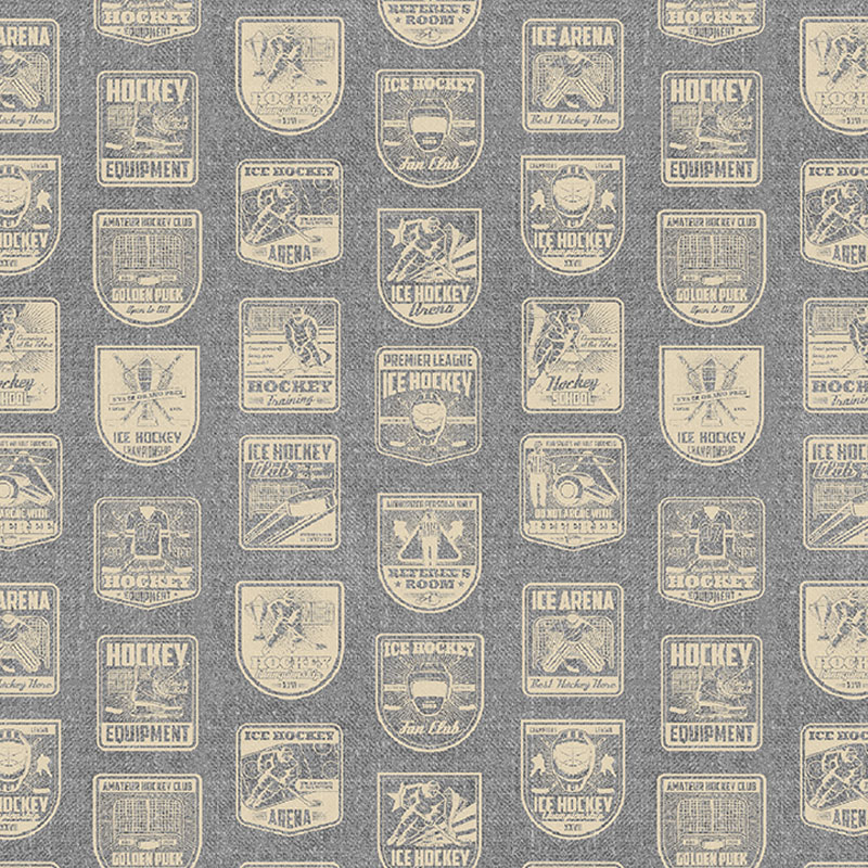 Ice Hockey By Skyline Studio For Benartex - Medium Grey - Digitally Printed