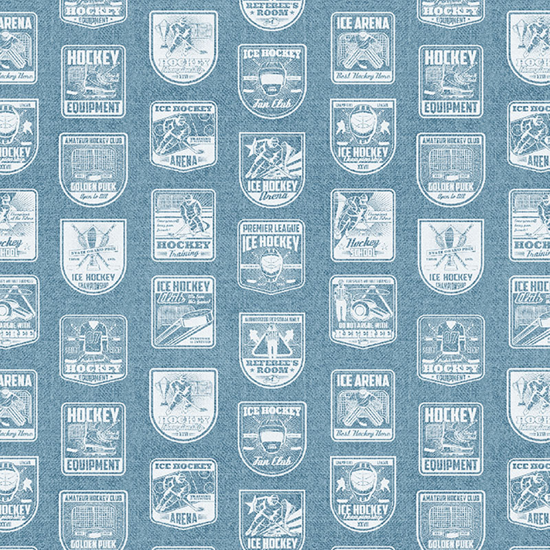 Ice Hockey By Skyline Studio For Benartex - Medium Blue - Digitally Printed