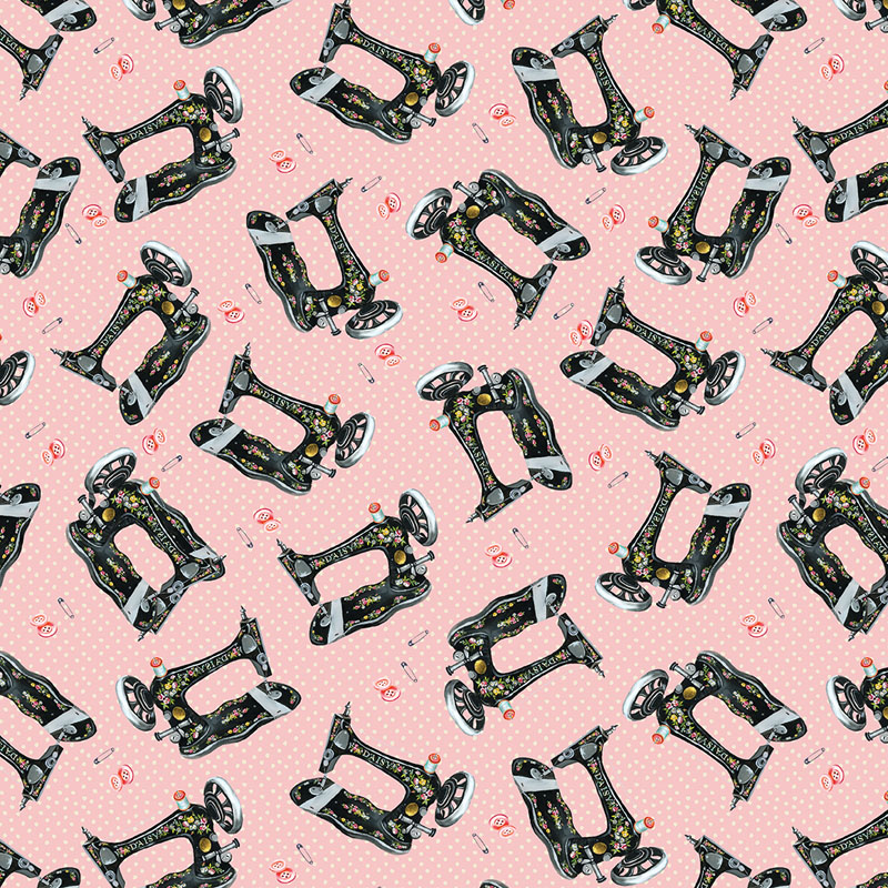 Love And Stitches By Katie Daisy For Benartex - Light Pink - Digitally Printed