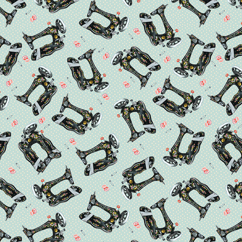 Love And Stitches By Katie Daisy For Benartex - Light Teal - Digitally Printed