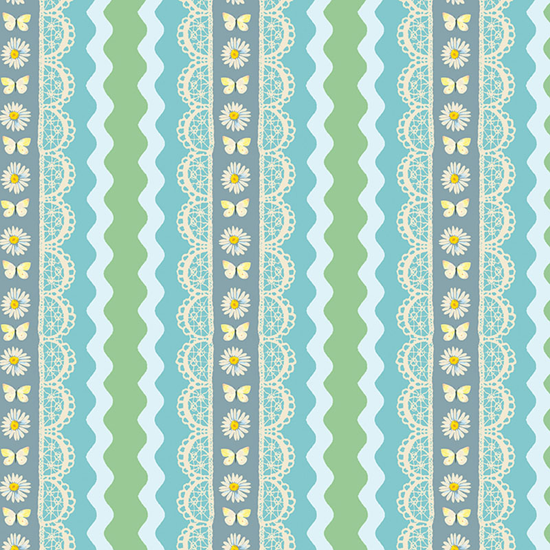 Love And Stitches By Katie Daisy For Benartex - Teal/Multi - Digitally Printed