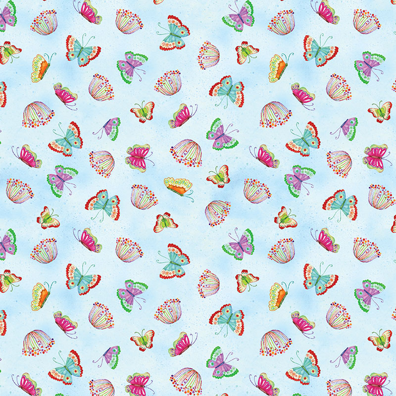 Spring Fling By Contempo Studio For Benartex - Digitally Printed - Light Blue