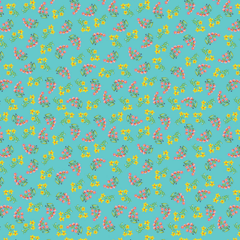 Spring Fling By Contempo Studio For Benartex - Digitally Printed - Turquoise