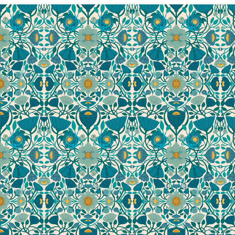 Mirrors By Nina Pace For Benartex - Digitally Printed - Teal