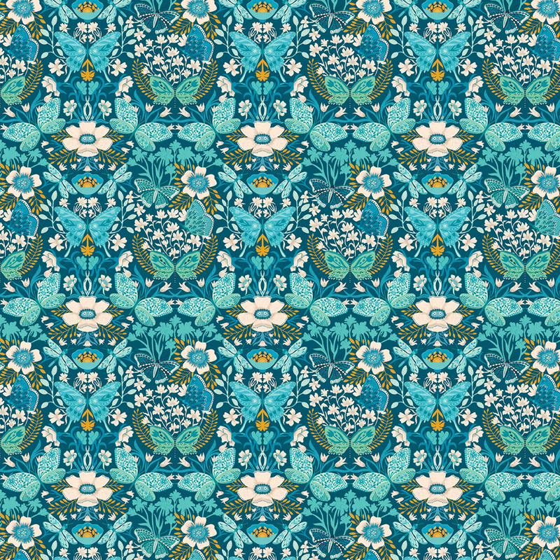 Mirrors By Nina Pace For Benartex - Digitally Printed - Teal