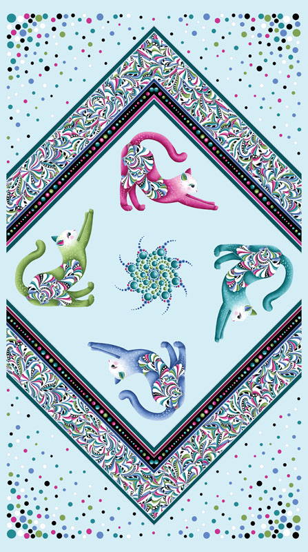 Cat\'s Meow By Ann Lauer Benartex - Light Teal/Multi - Pearlescent