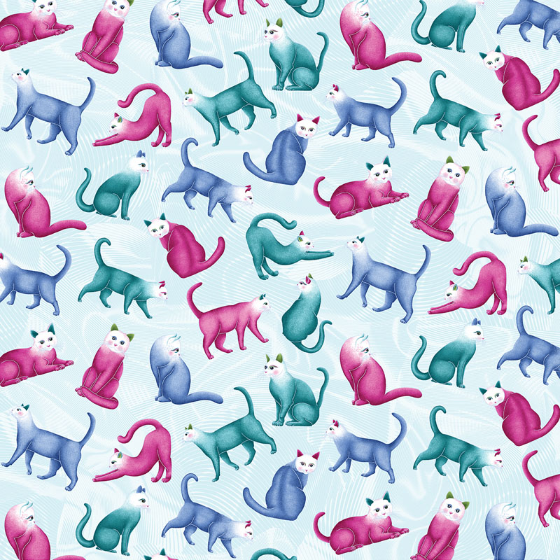 Cat\'s Meow By Ann Lauer Benartex - Light Teal/Multi - Pearlescent