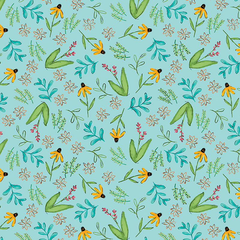 Bushel And Bloom By Rachel Rossi Designs For Benartex - Light Teal - Digitally Printed