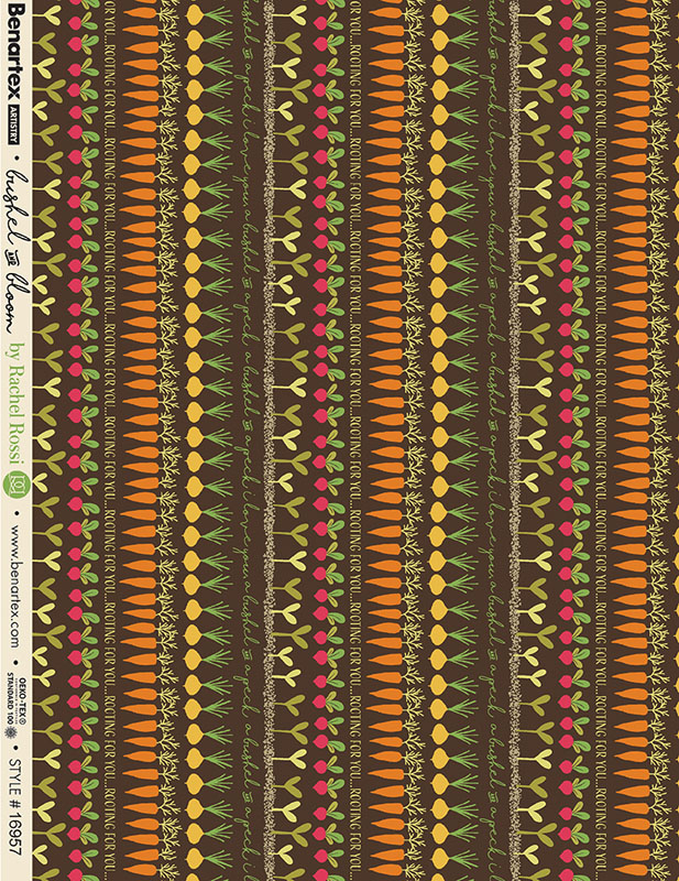 Bushel And Bloom By Rachel Rossi Designs For Benartex - Dark Chocolate - Digitally Printed