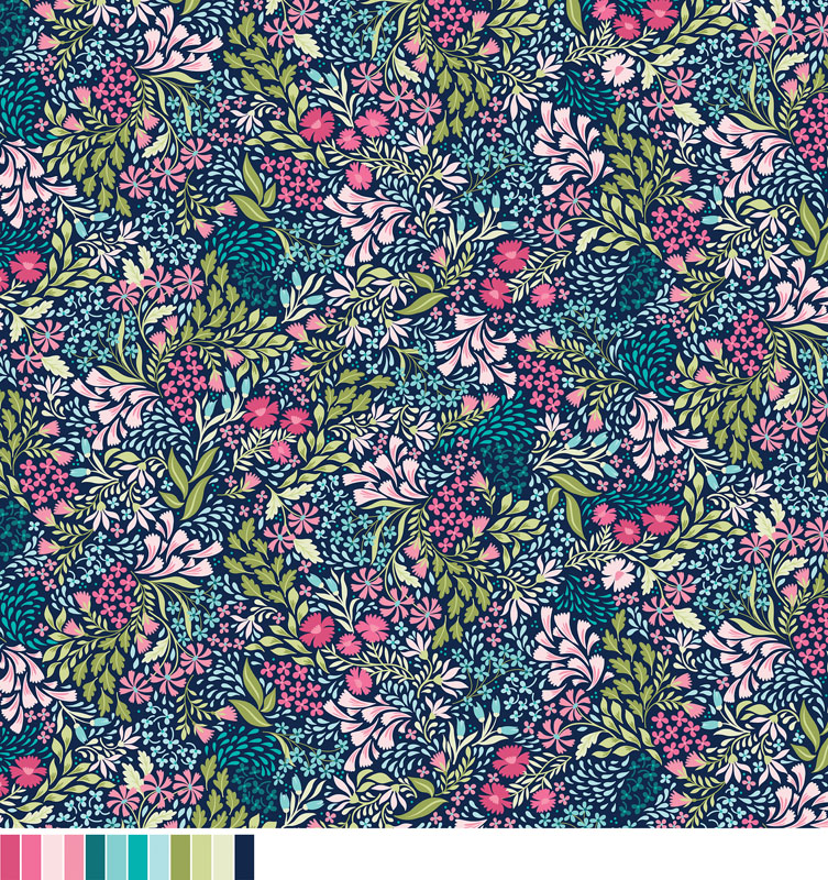 Garden Dalliance 108" Wide By Contempo Studio For Benartex - Indigo - Digitally Printed