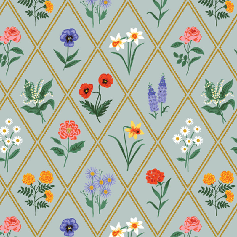Garden Club By Rifle Paper Co. For Cotton + Steel - Light Blue - Metallic