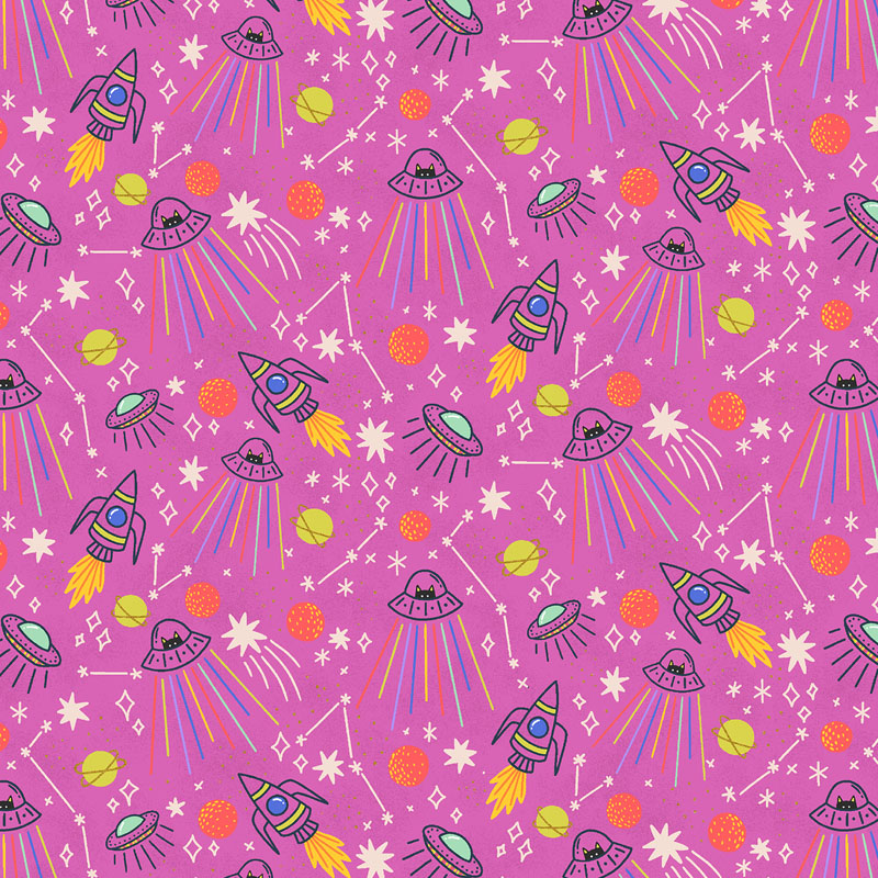 Space Cadet By Cotton + Steel For Rjr Fabrics - Space Walk - Metallic