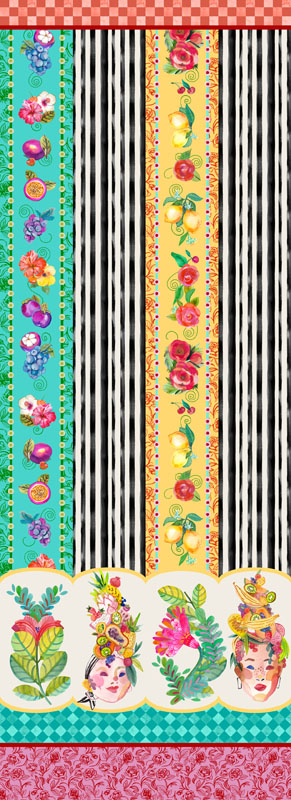 Copa Flora By Amarilys Henderson For Moda - Digital Print - 16" X 45" Panel - Rainbow