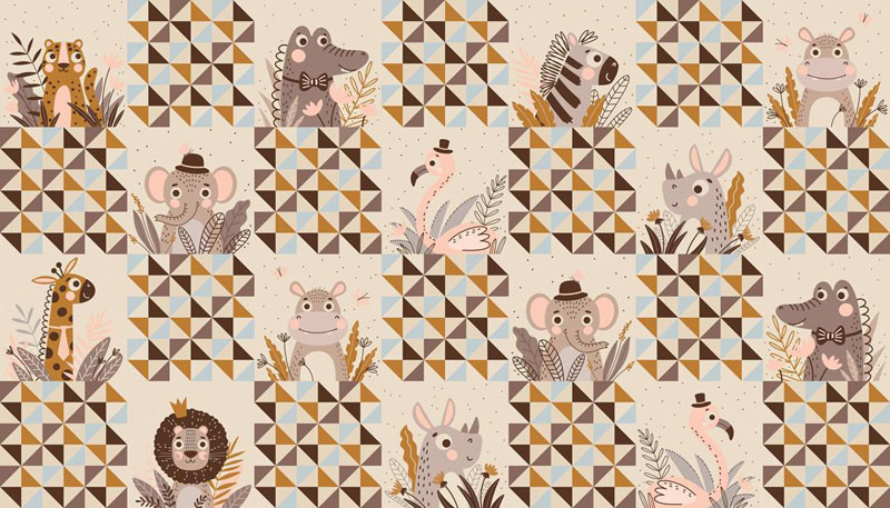 Wildly Cute Safari By Elena Amo For Moda - 24" X 45" Panel - Multi