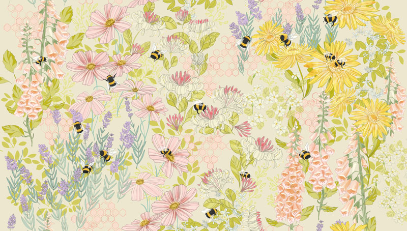 Pollinators By Robin Pickens For Moda - Digital Print - Cloud