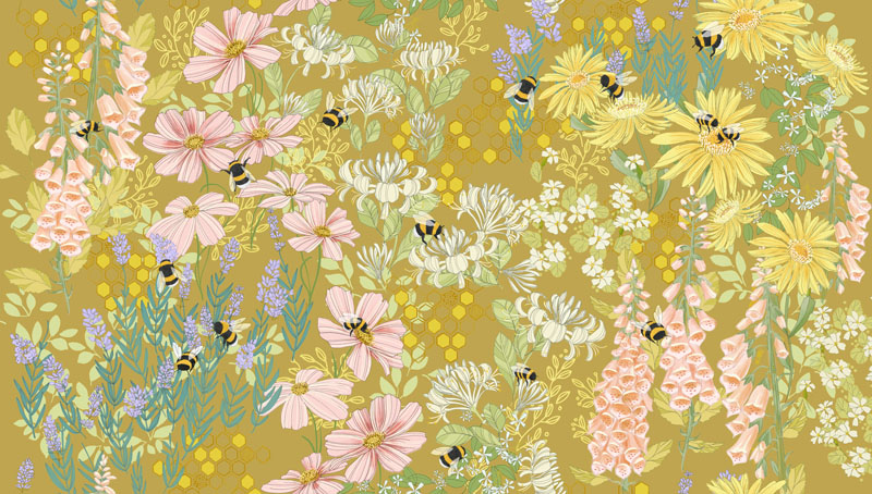 Pollinators By Robin Pickens For Moda - Digital Print - Golden