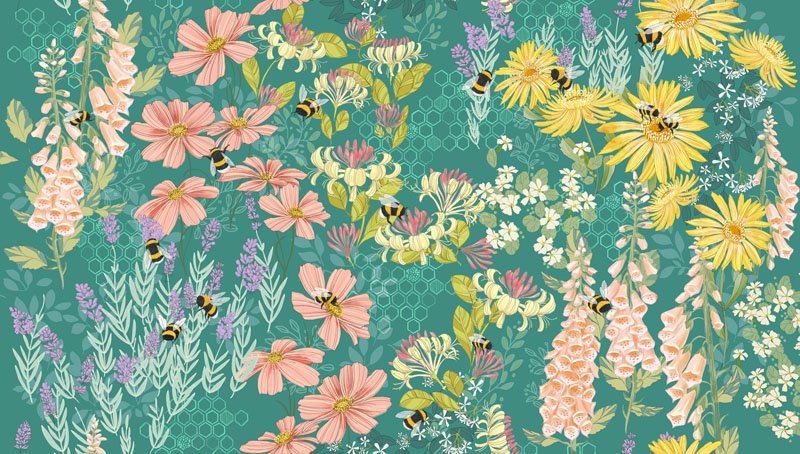 Pollinators By Robin Pickens For Moda - Digital Print - Pond
