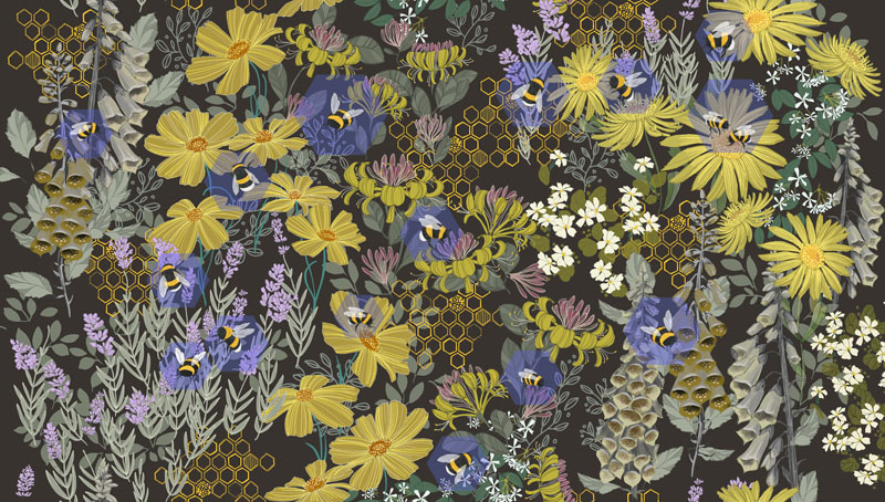 Pollinators By Robin Pickens For Moda - Digital Print - Onyx