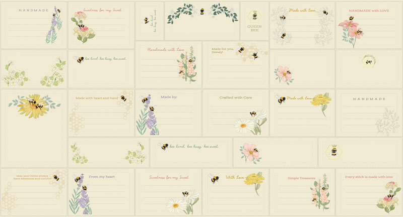 Pollinators By Robin Pickens For Moda - Digital Print - 24" X 45" Labels Panel - Cloud