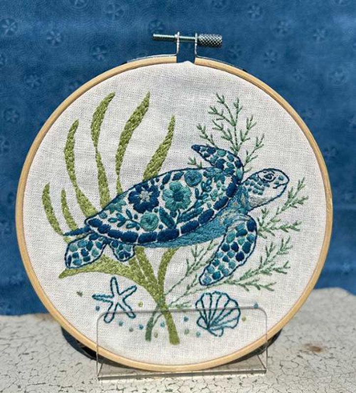 Embroidery Kit Seaside Turtle By Deb Strain Stitches For Moda