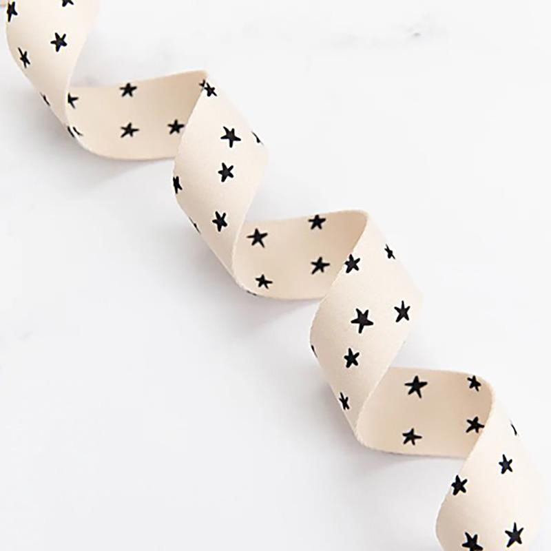 Webbing Starry 1.5" Wide 22.86 Mtr By Alexia Marcelle Abegg For Moda - Natural/Black