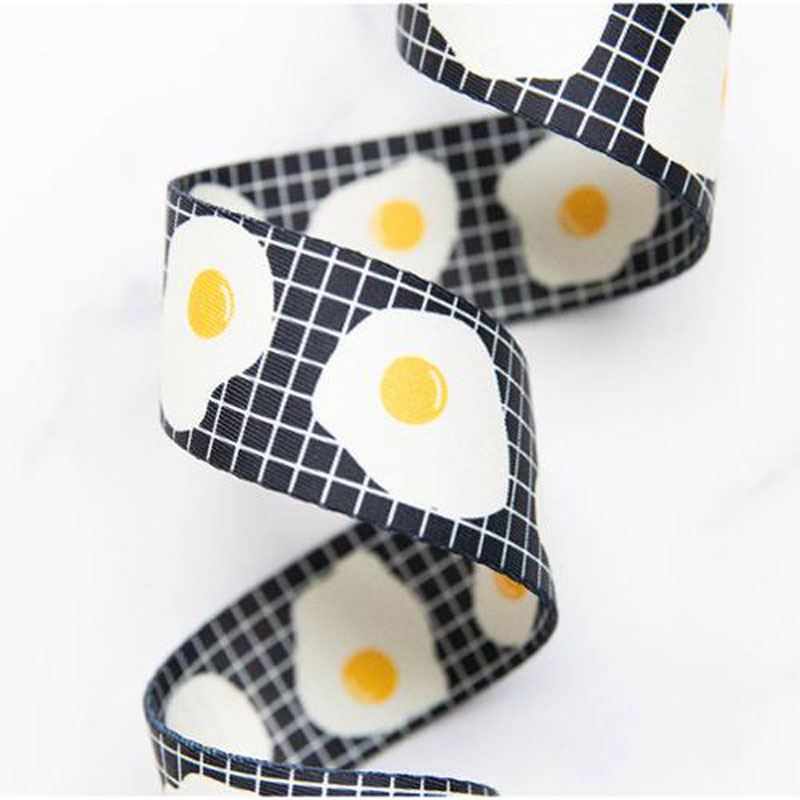 Webbing Fried Eggs Black 1.5" Wide 22.86 Mtr By Kimberly Kight For Moda