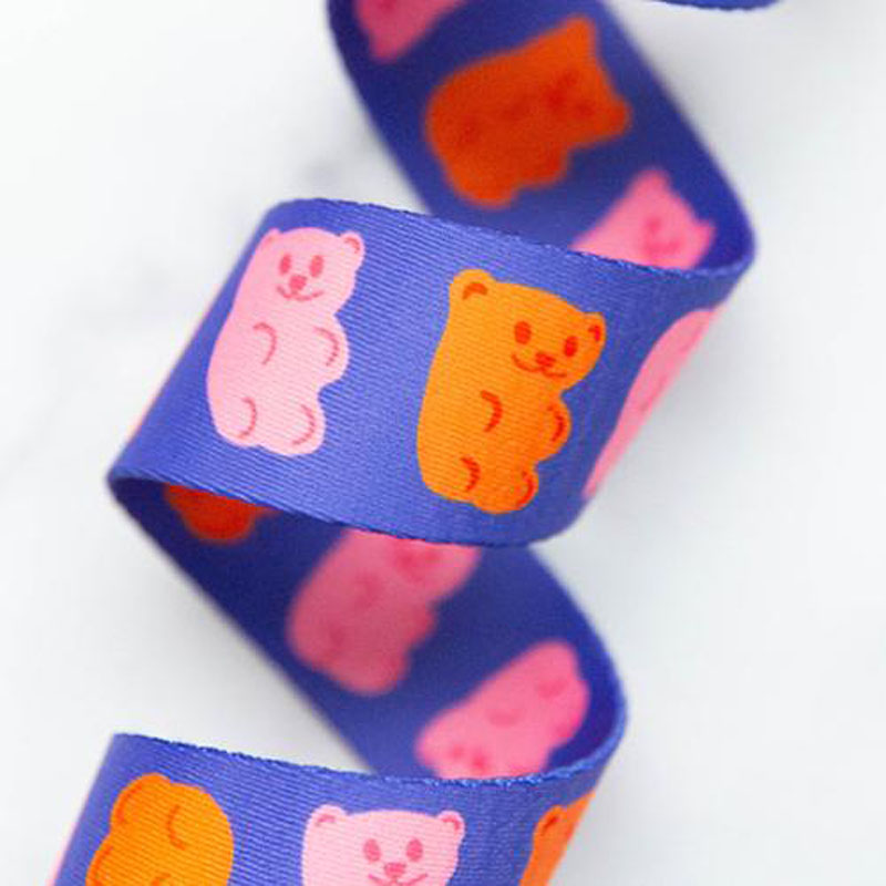 Webbing Gummy Bears R Blue 1.5" Wide 22.86 Mtr By Kimberly Kight For Moda