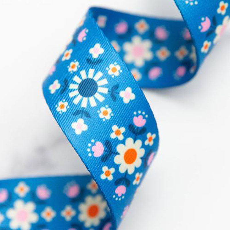 Webbing Florametry Br Blue 1.5" Wide 22.86 Mtr By Kimberly Kight For Moda