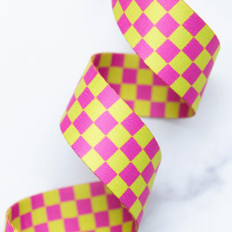 Webbing Checker In Citron 1.5" Wide 22.86 Mtr By Alexia Marcelle Abegg For Moda