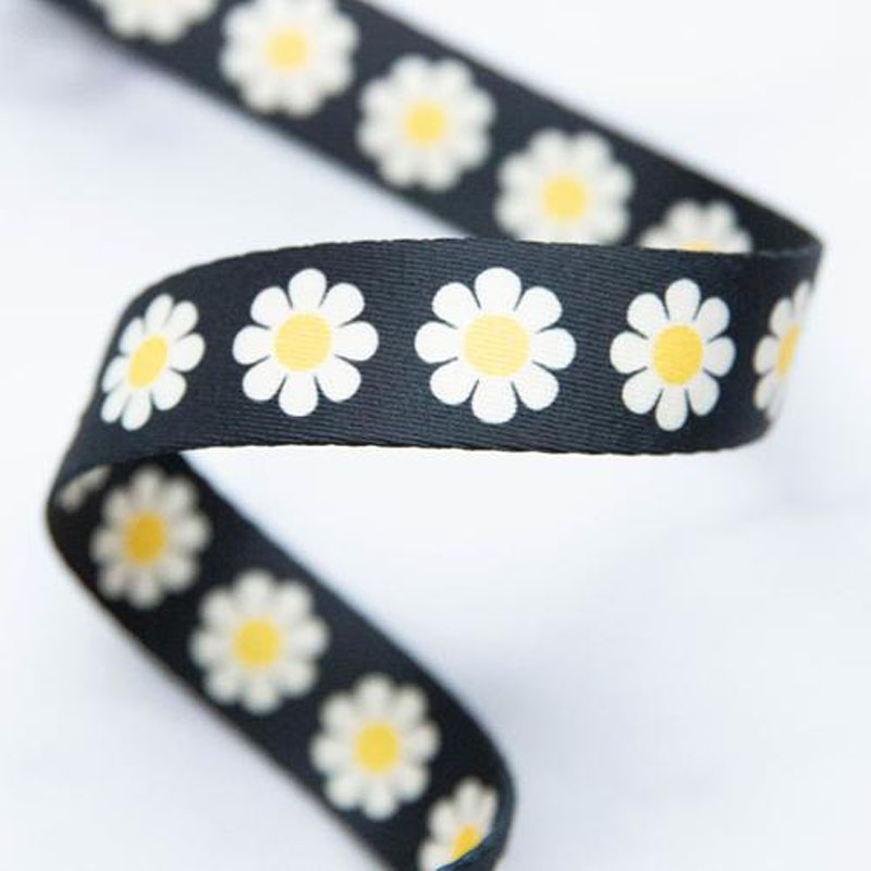 Webbing Daisy In Yellow 1" Wide 22.86 Mtr By Alexia Marcelle Abegg For Moda