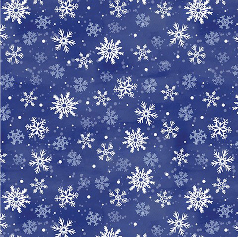 Wintery Pines By Kanvas Studio For Benartex - Wintery Snowflakes Dark Blue