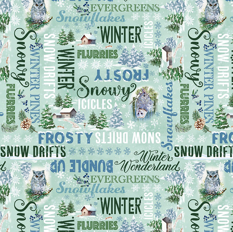Wintery Pines By Kanvas Studio For Benartex - Wintery Words Sage